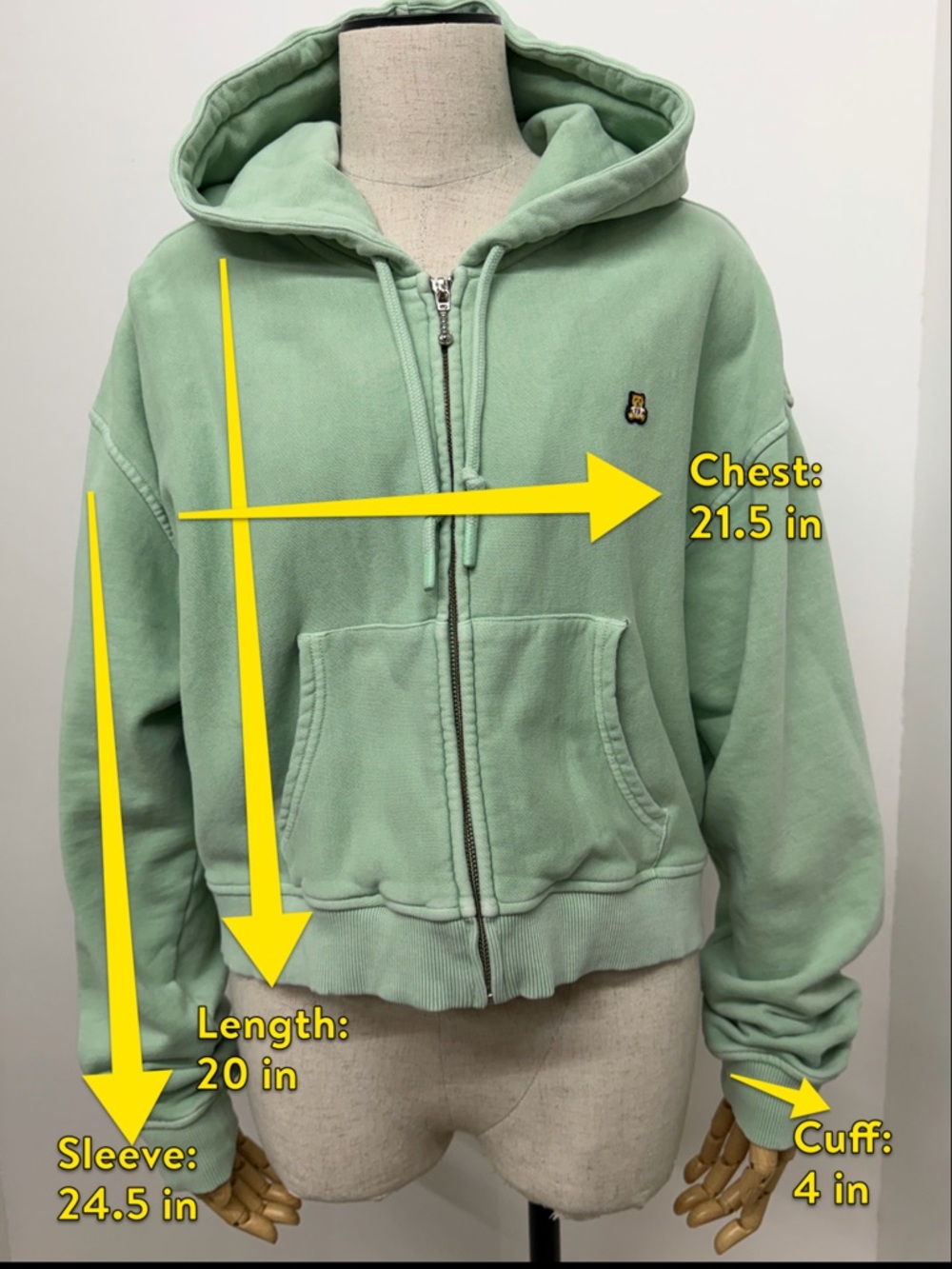 Teddy Fresh Women's Classic Zip Hoodie Mint Green Size Large - Picture 16 of 16